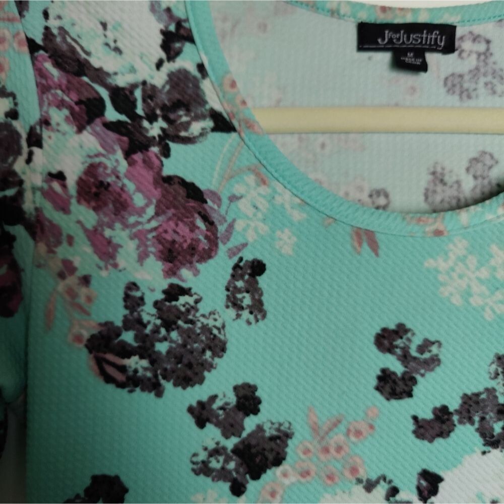 J for Justify Retro Turquoise Floral Mini Skater Dress, Size M - Picture 6 of 10